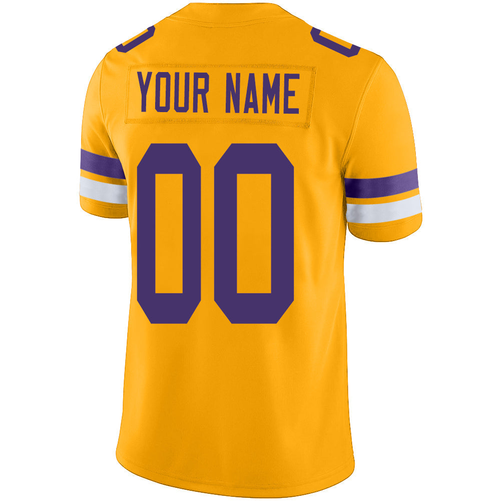 Custom MN.Vikings Stitched American Football Jerseys Personalize Birthday Gifts Gold Jersey view 3