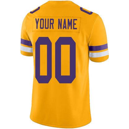 Custom MN.Vikings Stitched American Football Jerseys Personalize Birthday Gifts Gold Jersey view 3