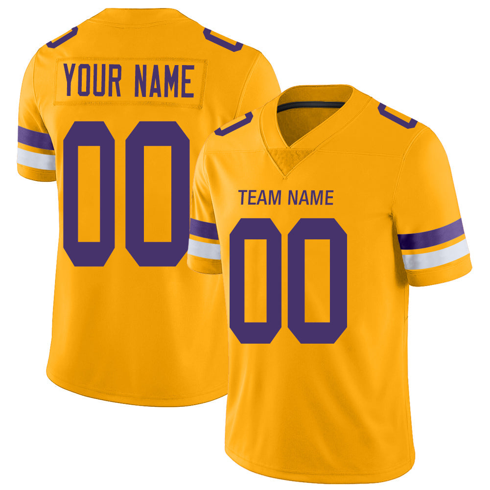 Custom MN.Vikings Stitched American Football Jerseys Personalize Birthday Gifts Gold Jersey - Main View