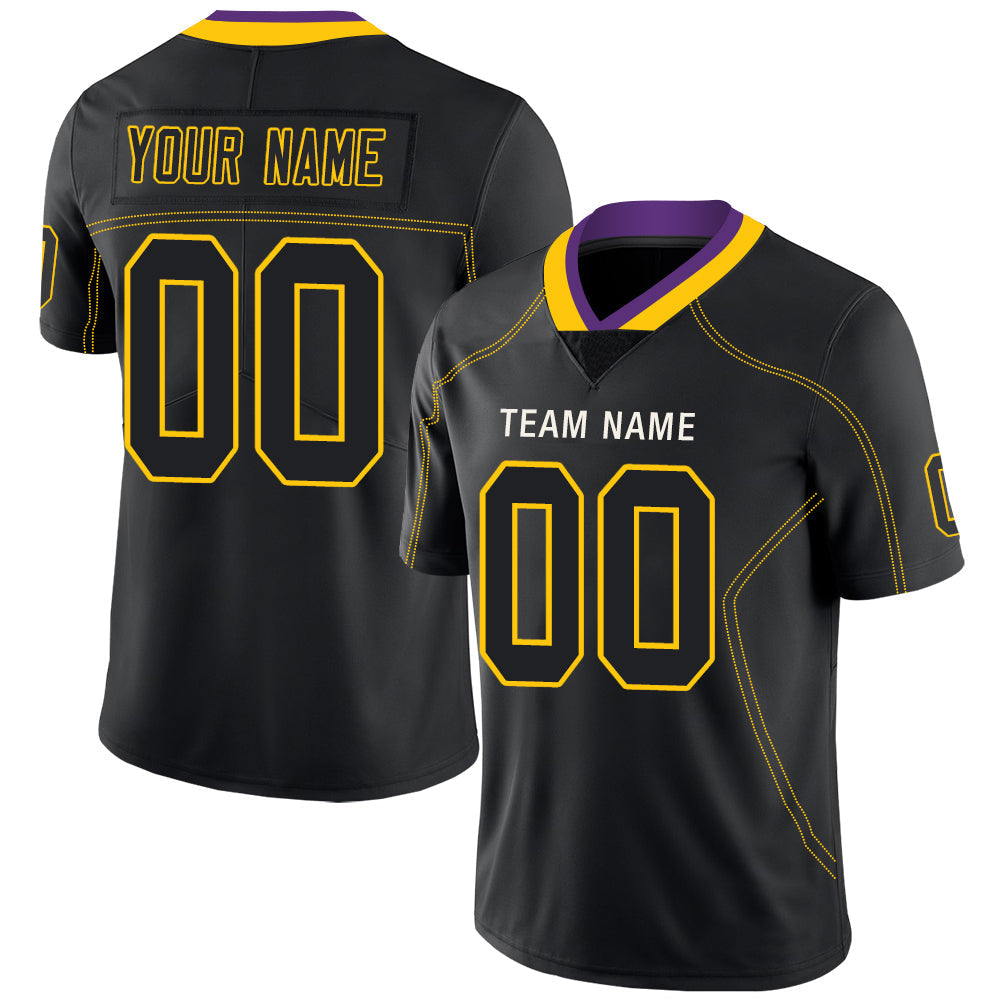 Custom MN.Vikings Stitched American Football Jerseys Personalize Birthday Gifts Black Jersey - Main View