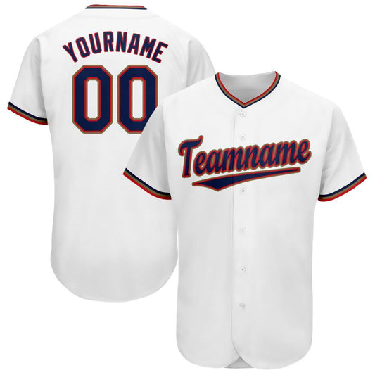 Custom White Navy-Red Baseball Jersey - Main View