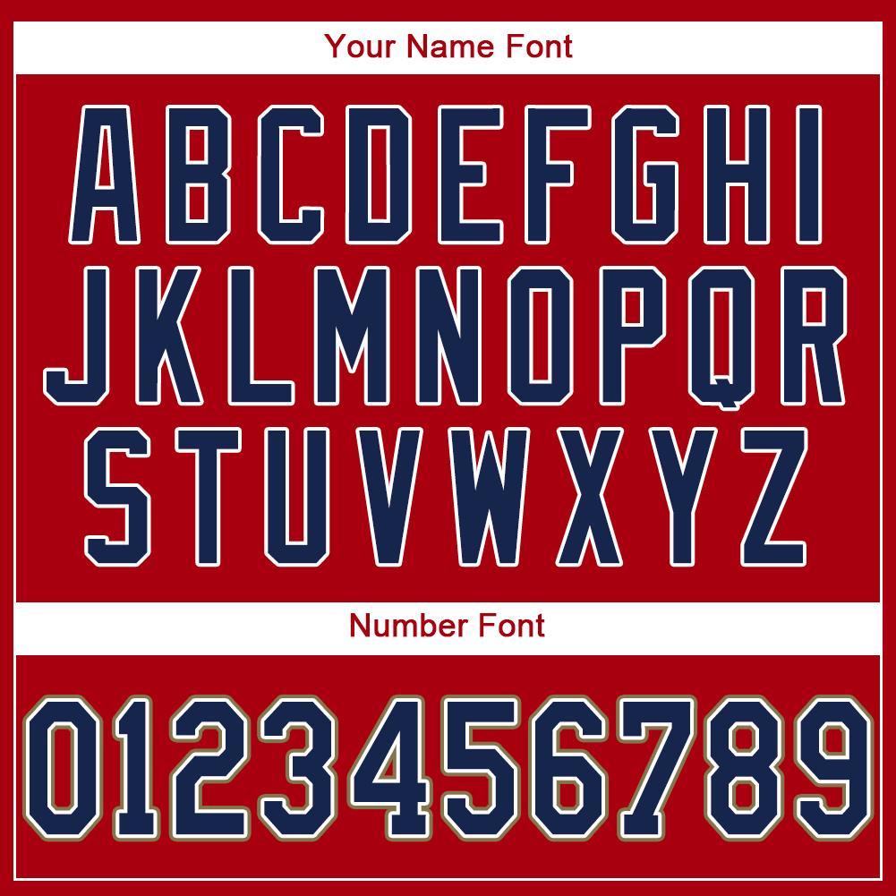 Custom Red Navy-Old Gold Baseball Jersey view 4