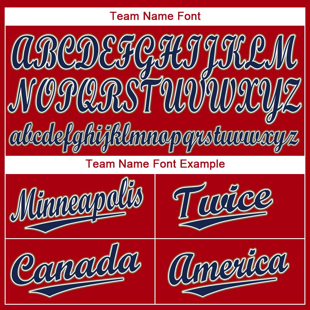 Custom Red Navy-Old Gold Baseball Jersey view 5