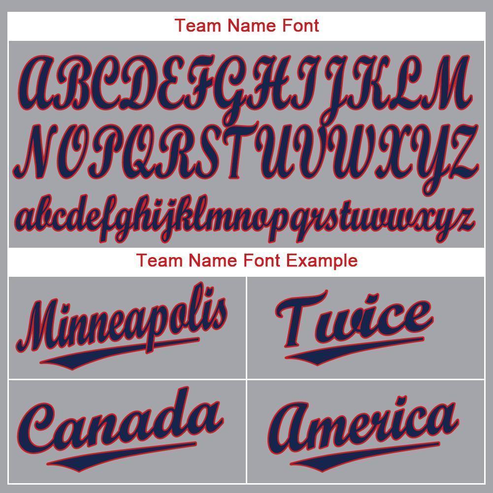 Custom Gray Red-Navy Baseball Jersey view 5