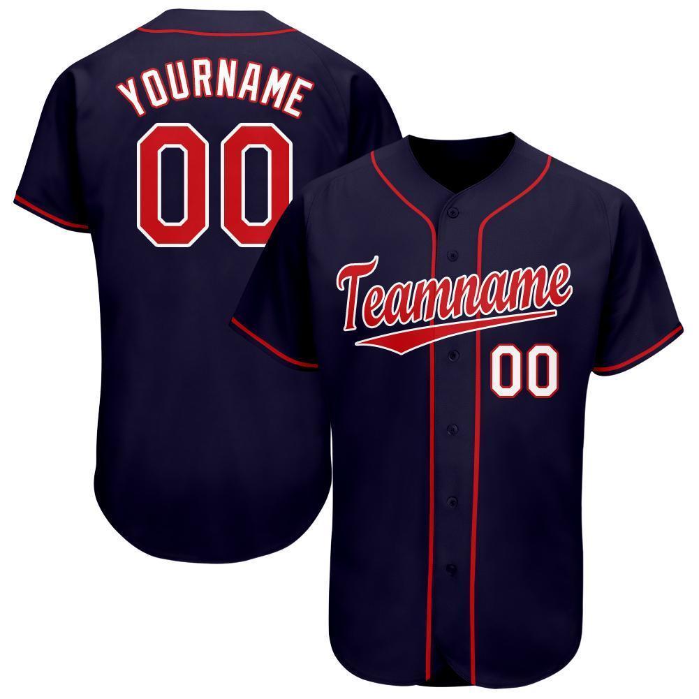 Custom Navy Red-White Baseball Jersey - Main View