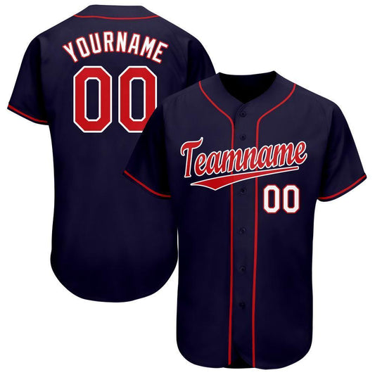 Custom Navy Red-White Baseball Jersey - Main View