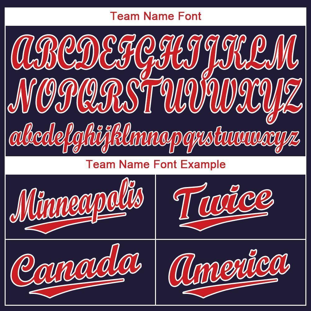 Custom Navy Red-White Baseball Jersey view 5