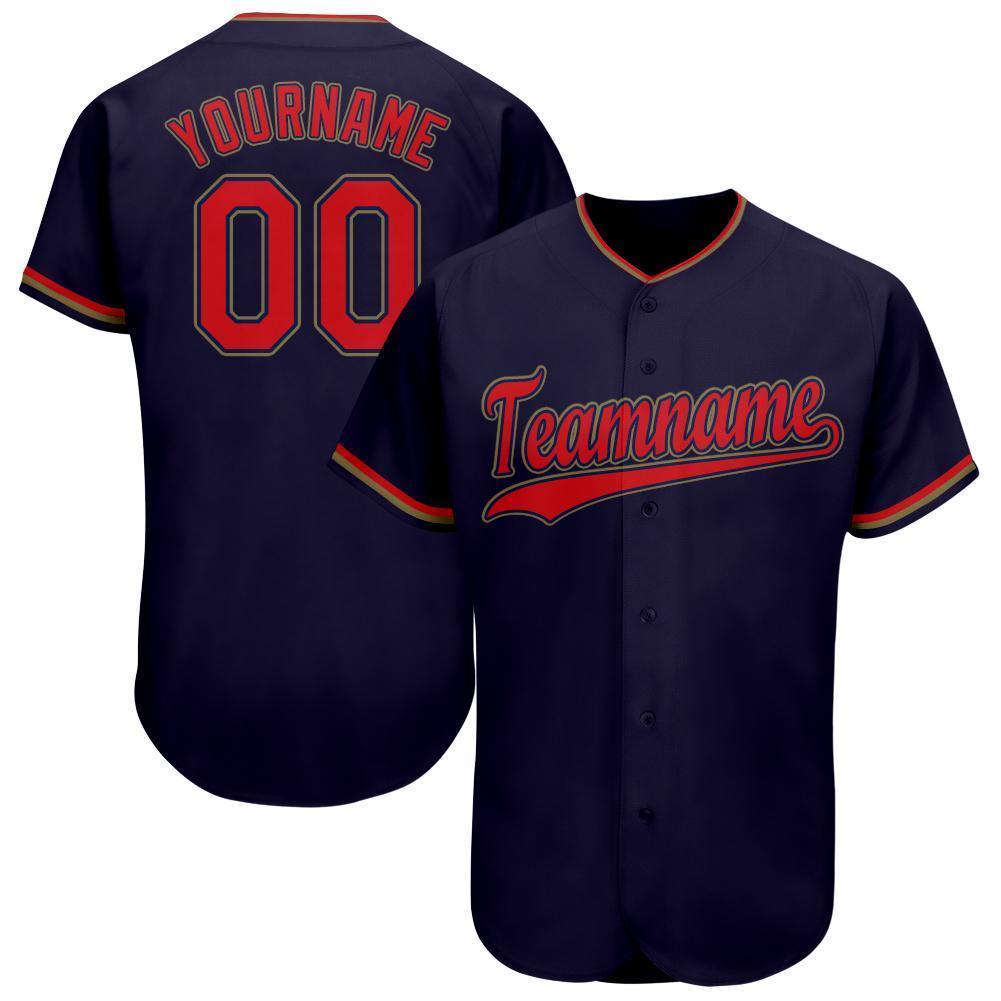 Custom Navy Red-Old Gold Baseball Jersey - Main View