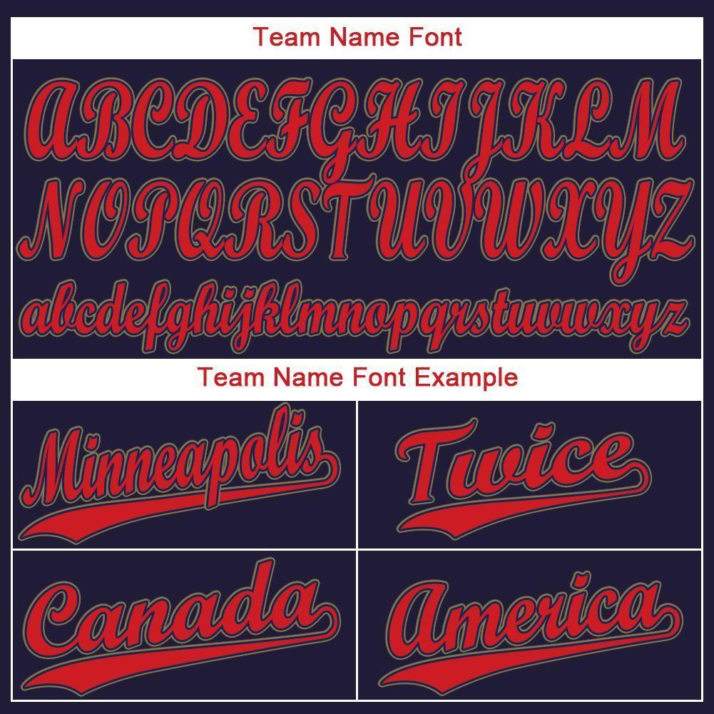 Custom Navy Red-Old Gold Baseball Jersey view 5