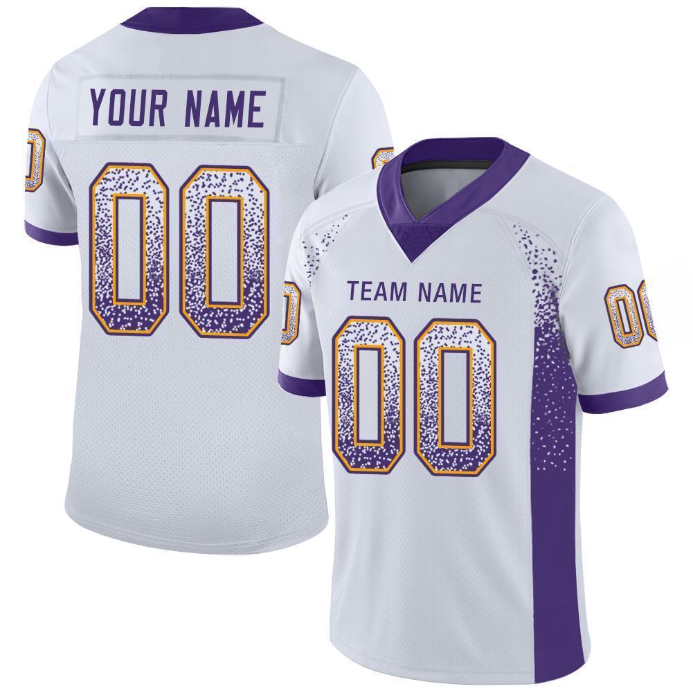 Custom White Purple-Gold Drift Fashion Football Jersey - Main View