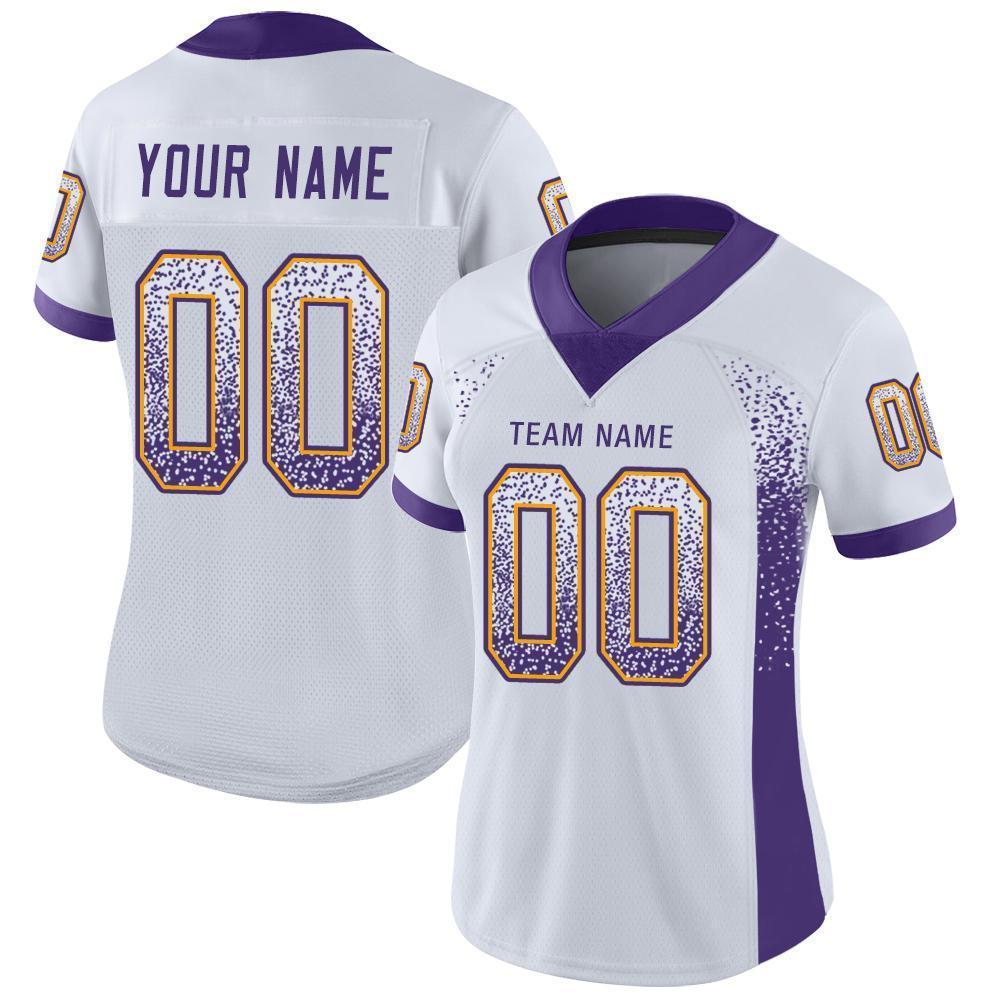 Custom White Purple-Gold Drift Fashion Football Jersey view 2