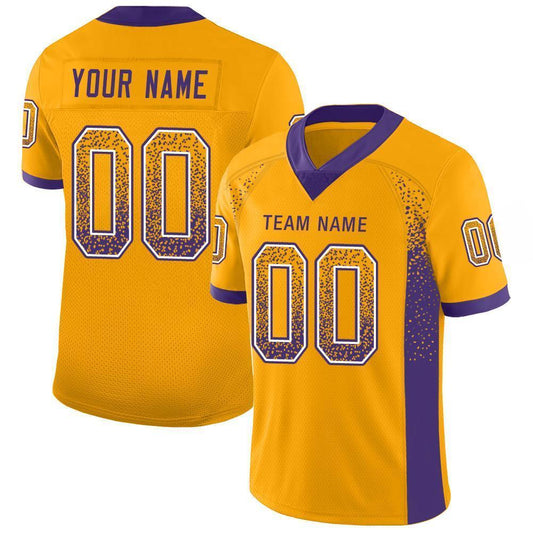 Custom Gold Purple-White Drift Fashion Football Jersey - Main View