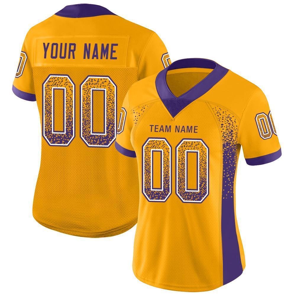 Custom Gold Purple-White Drift Fashion Football Jersey view 2