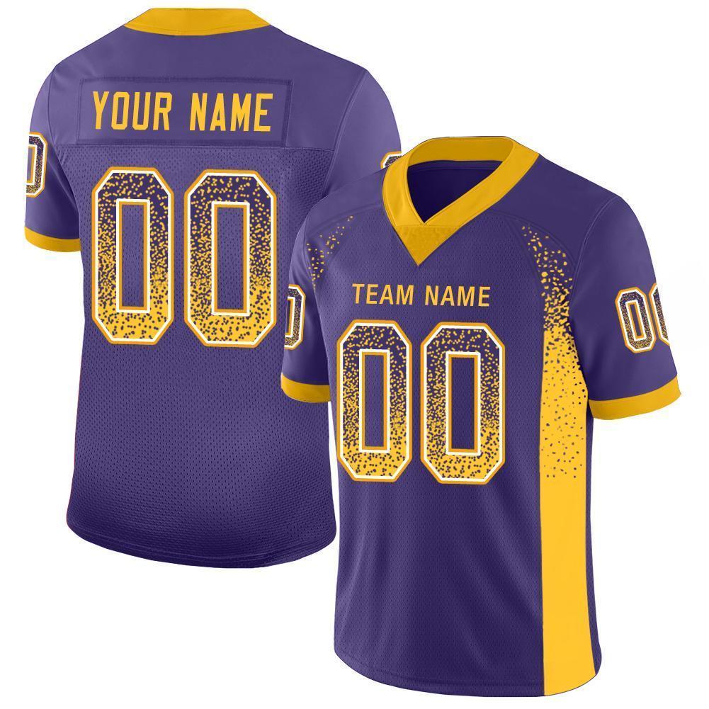 Custom Purple Gold-White Drift Fashion Football Jersey - Main View
