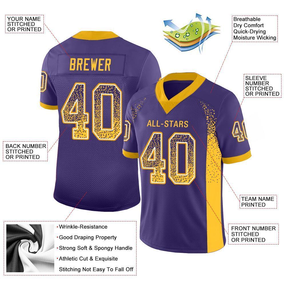 Custom Purple Gold-White Drift Fashion Football Jersey view 3