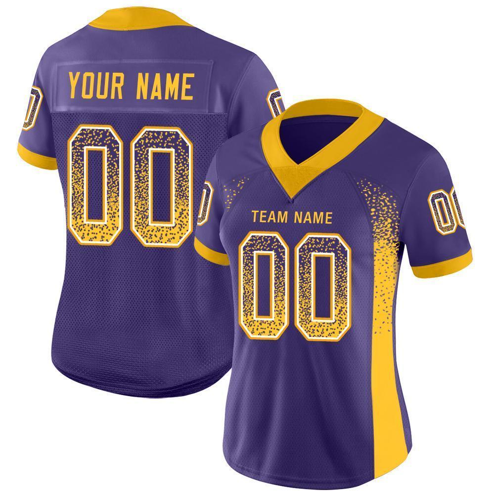 Custom Purple Gold-White Drift Fashion Football Jersey view 2