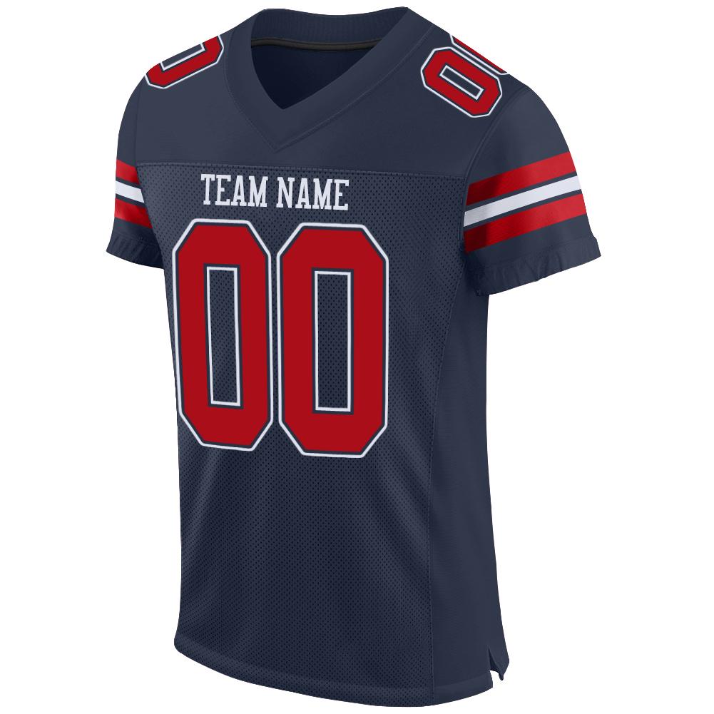 Custom Navy Red-White Mesh Authentic Football Jersey view 2