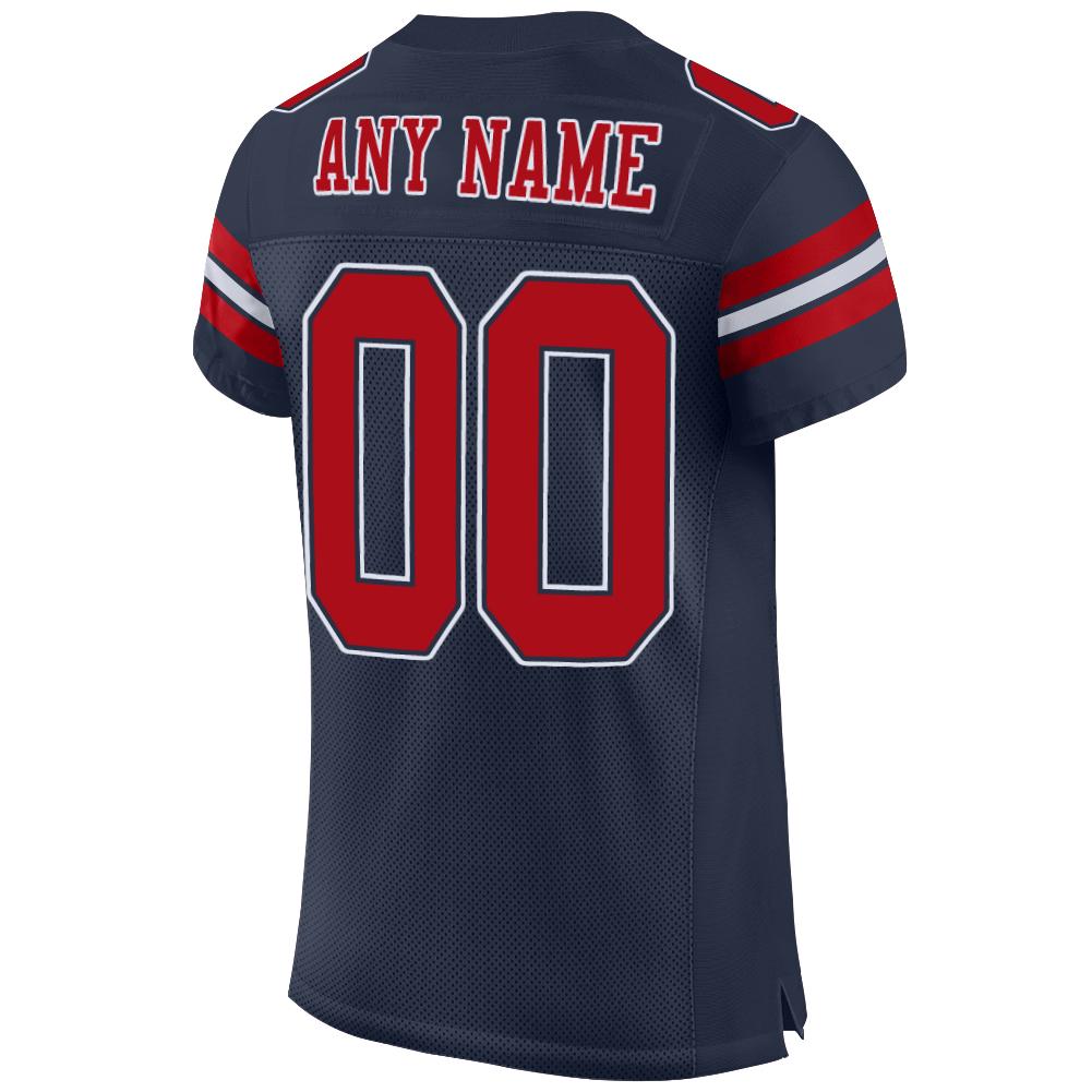 Custom Navy Red-White Mesh Authentic Football Jersey view 3