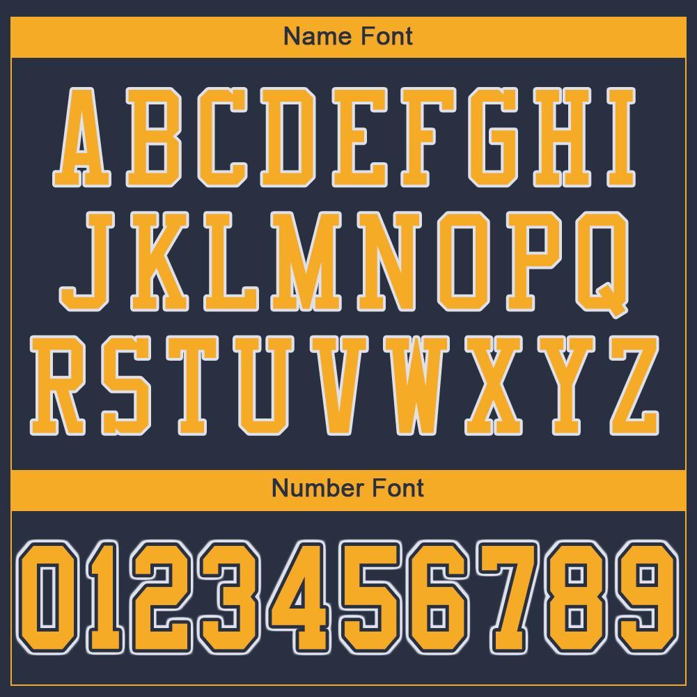 Custom Navy Gold-White Mesh Authentic Football Jersey view 5