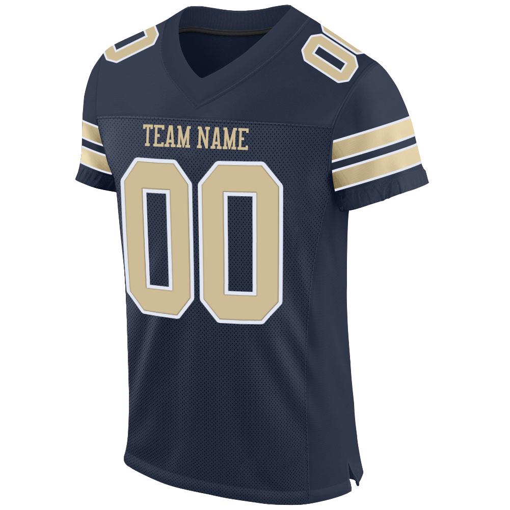 Custom Navy Vegas Gold-White Mesh Authentic Football Jersey view 2