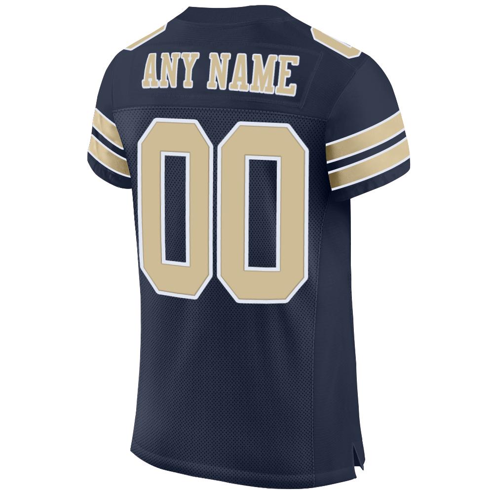 Custom Navy Vegas Gold-White Mesh Authentic Football Jersey view 3