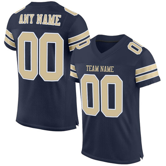 Custom Navy Vegas Gold-White Mesh Authentic Football Jersey - Main View