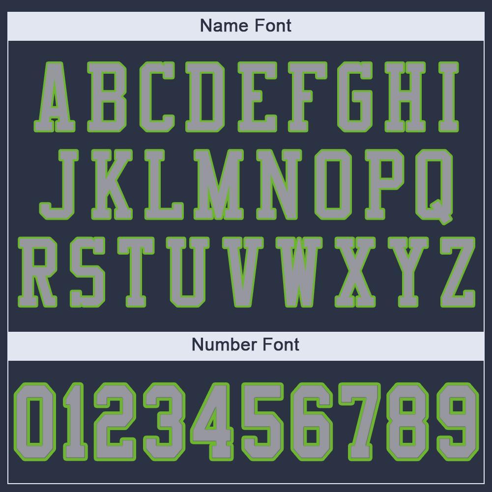 Custom Navy Light Gray-Neon Green Mesh Authentic Football Jersey view 5