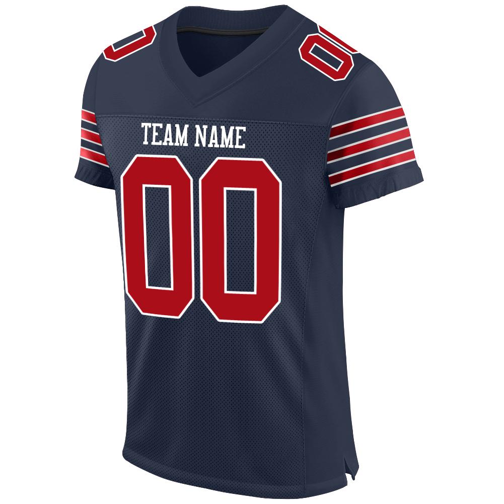 Custom Navy Red-White Mesh Authentic Football Jersey view 2