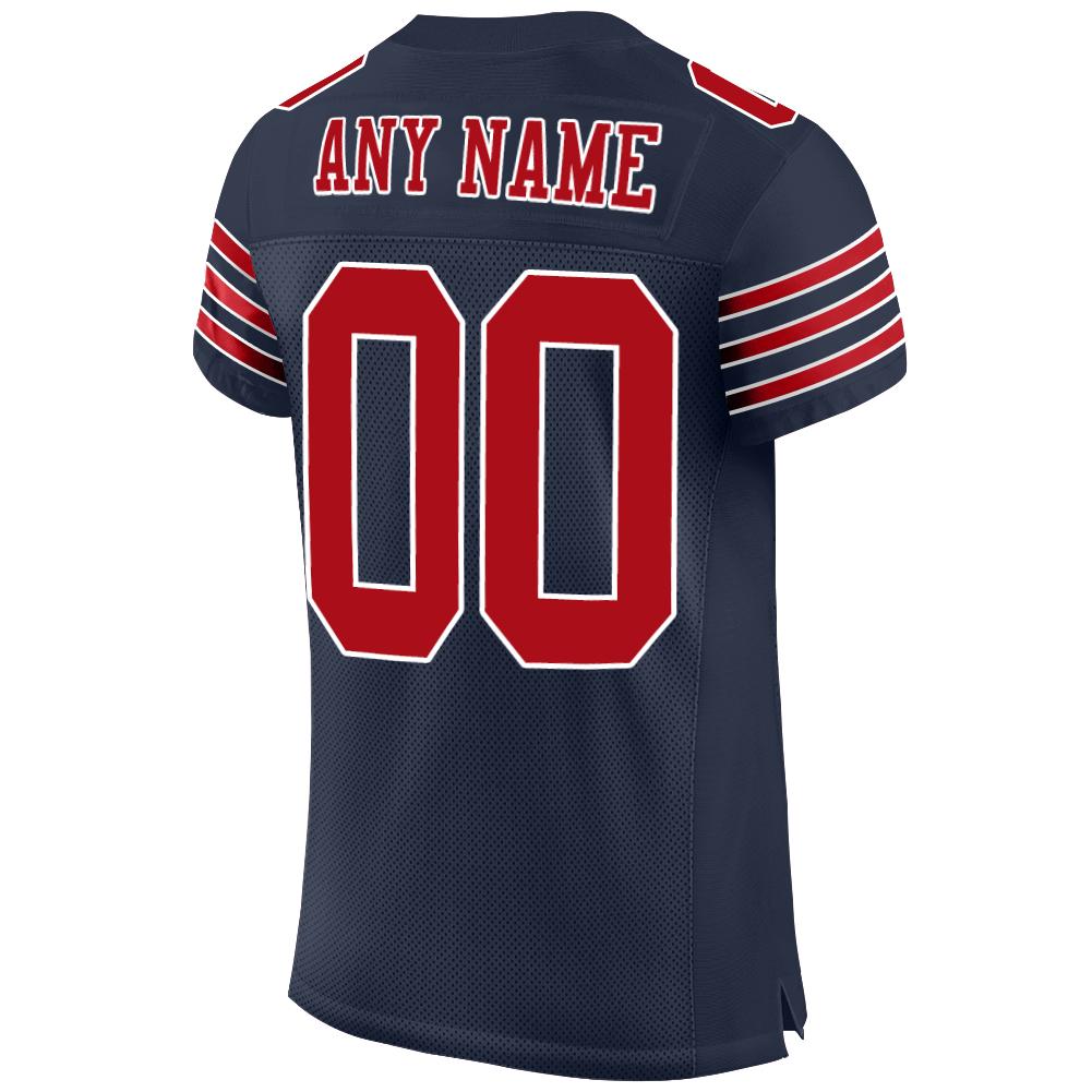 Custom Navy Red-White Mesh Authentic Football Jersey view 3