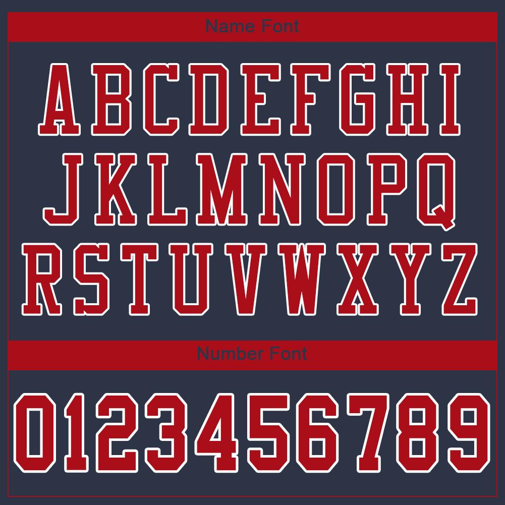 Custom Navy Red-White Mesh Authentic Football Jersey view 5