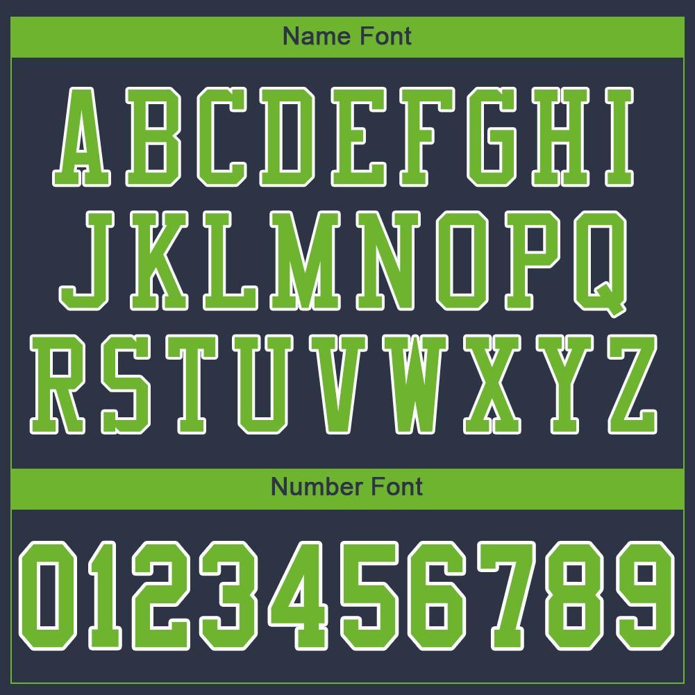 Custom Navy Neon Green-White Mesh Authentic Football Jersey view 5