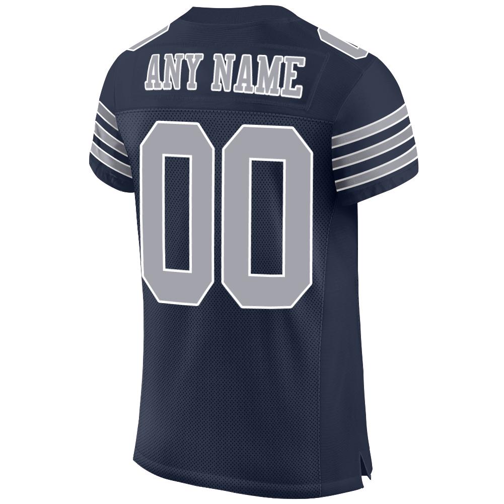 Custom Navy Gray-White Mesh Authentic Football Jersey view 3