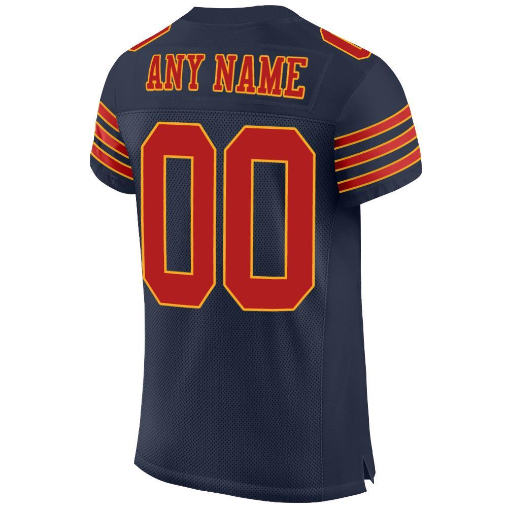 Custom Navy Scarlet-Gold Mesh Authentic Football Jersey view 3