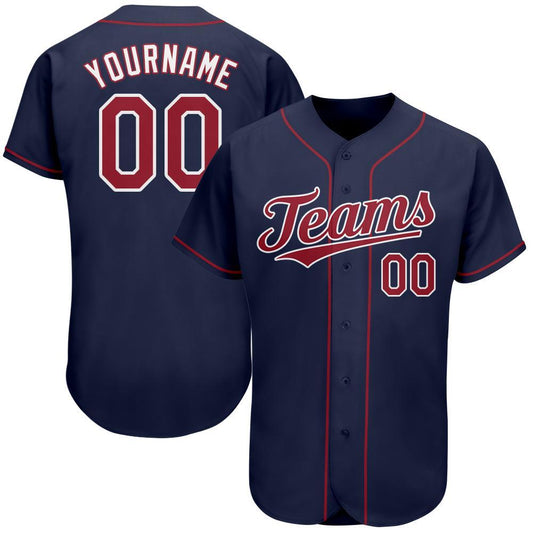Custom Navy Red-White Authentic Baseball Jersey - Main View