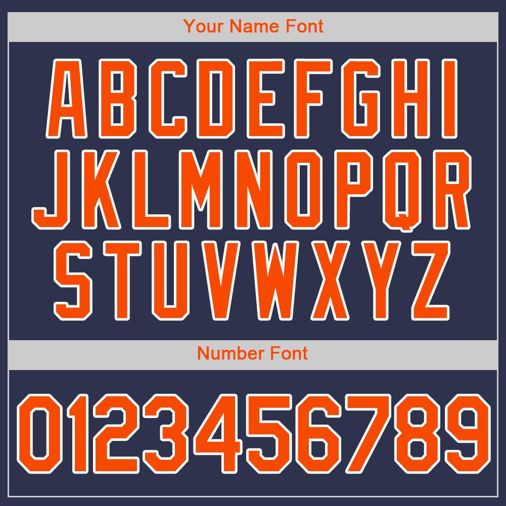 Custom Navy Orange-White Authentic Baseball Jersey view 4