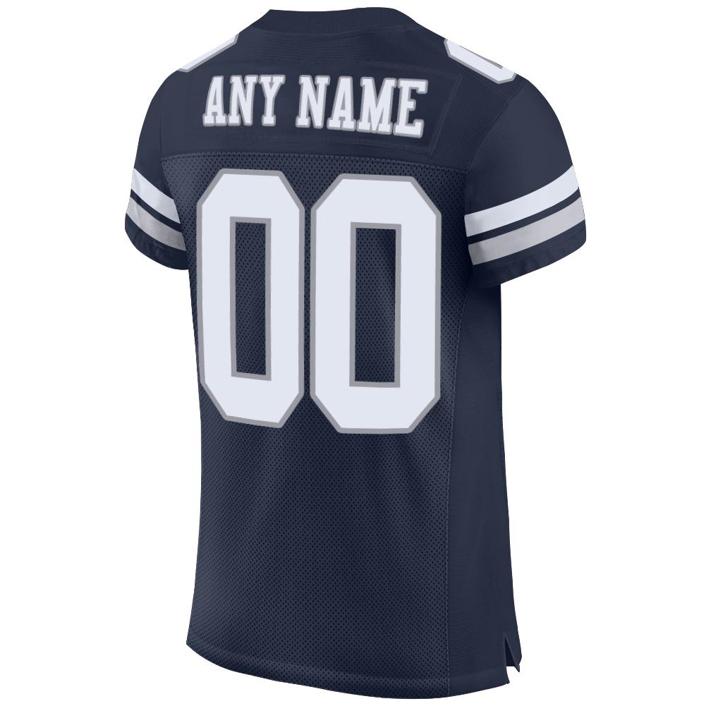 Custom Navy White-Light Gray Mesh Authentic Football Jersey view 3