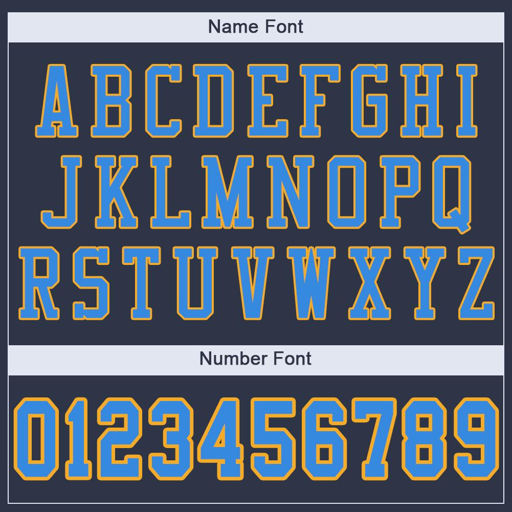 Custom Navy Powder Blue-Gold Mesh Authentic Football Jersey view 5