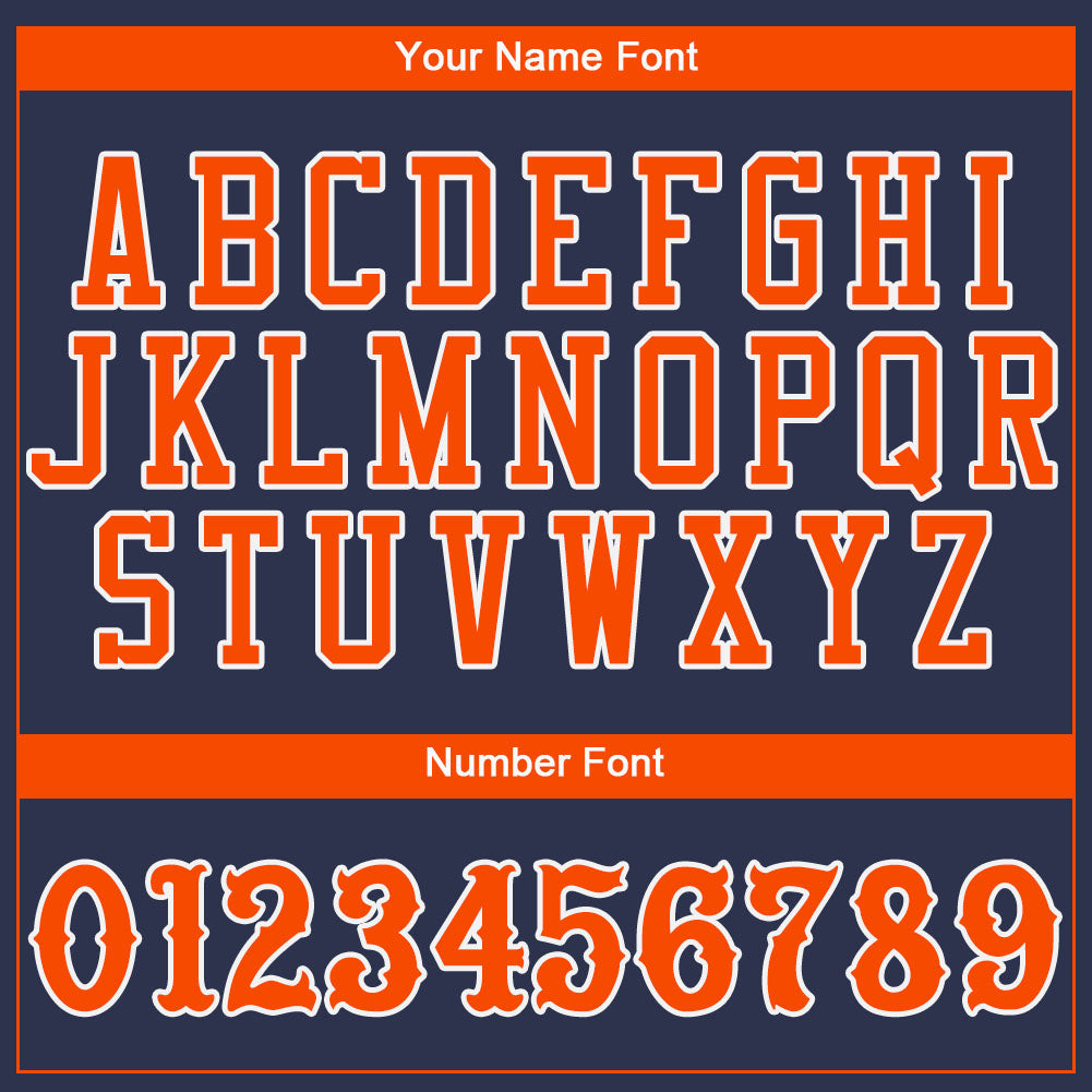 Custom Navy Orange-White Authentic Baseball Jersey view 4