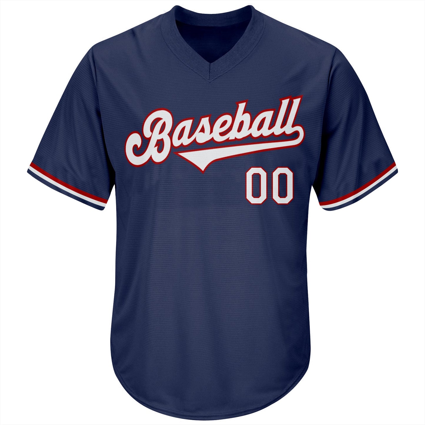 Custom Navy White-Red Authentic Throwback Rib-Knit Baseball Jersey Shirt view 2