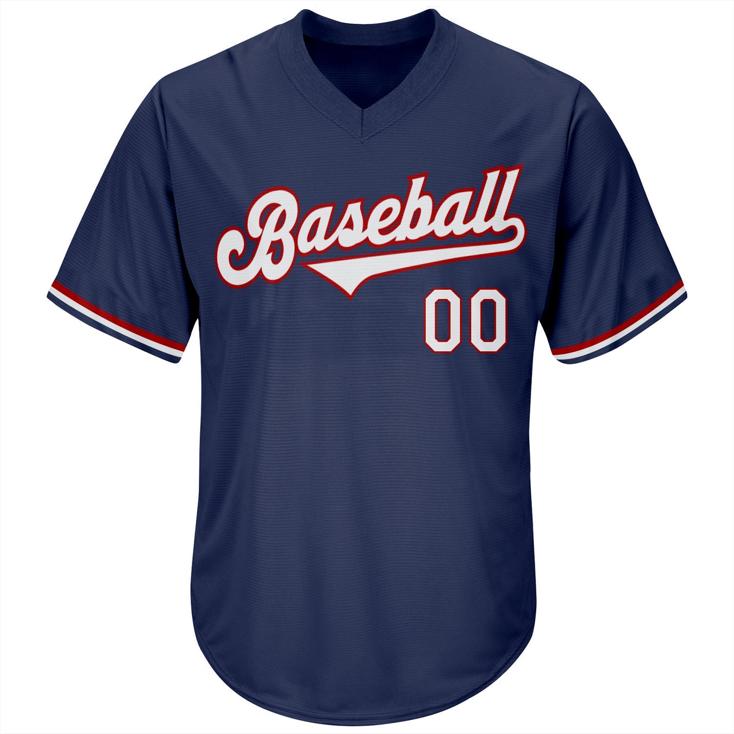 Custom Navy White-Red Authentic Throwback Rib-Knit Baseball Jersey Shirt view 2
