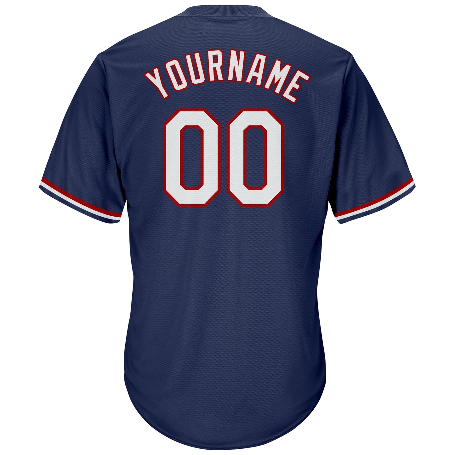 Custom Navy White-Red Authentic Throwback Rib-Knit Baseball Jersey Shirt view 3