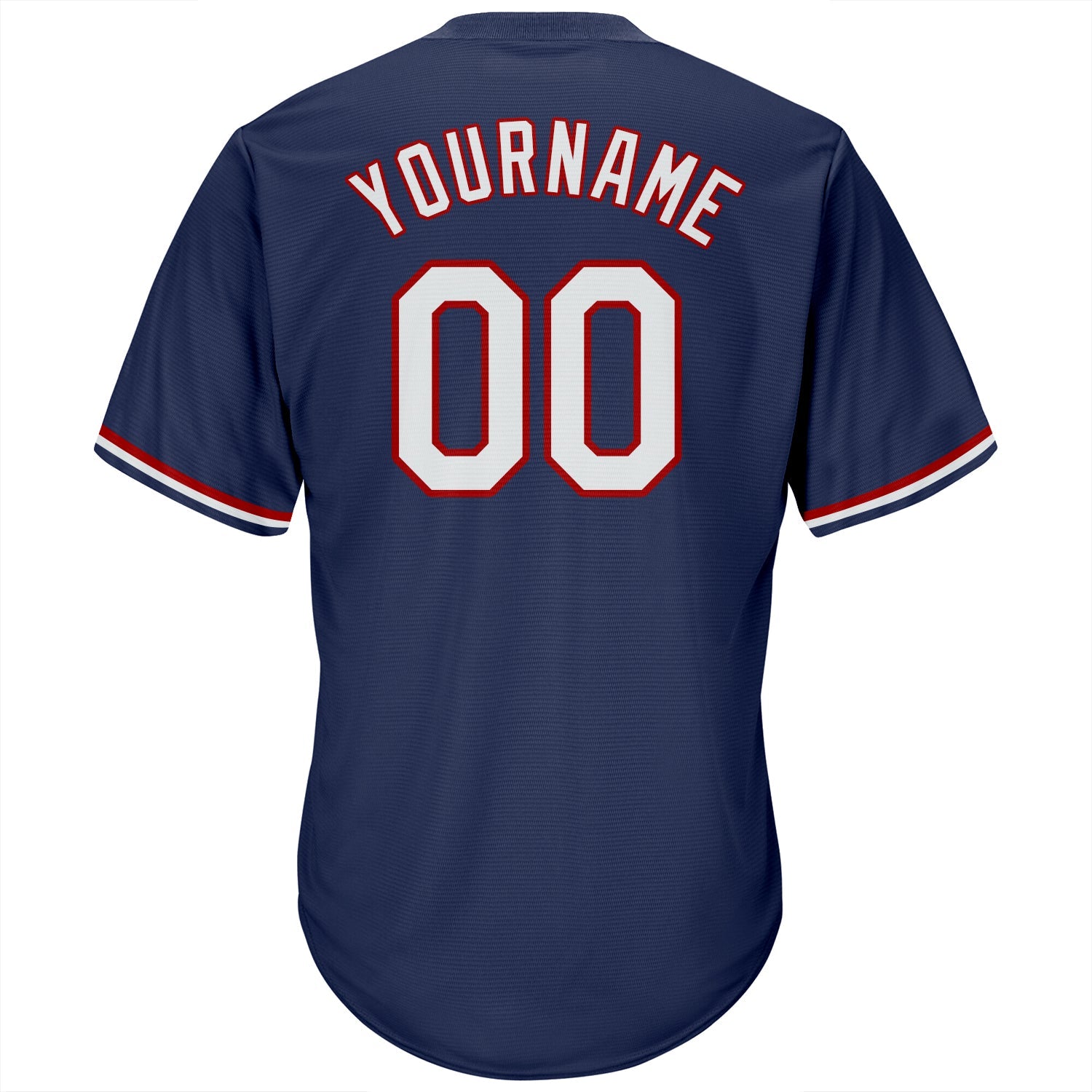 Custom Navy White-Red Authentic Throwback Rib-Knit Baseball Jersey Shirt view 3