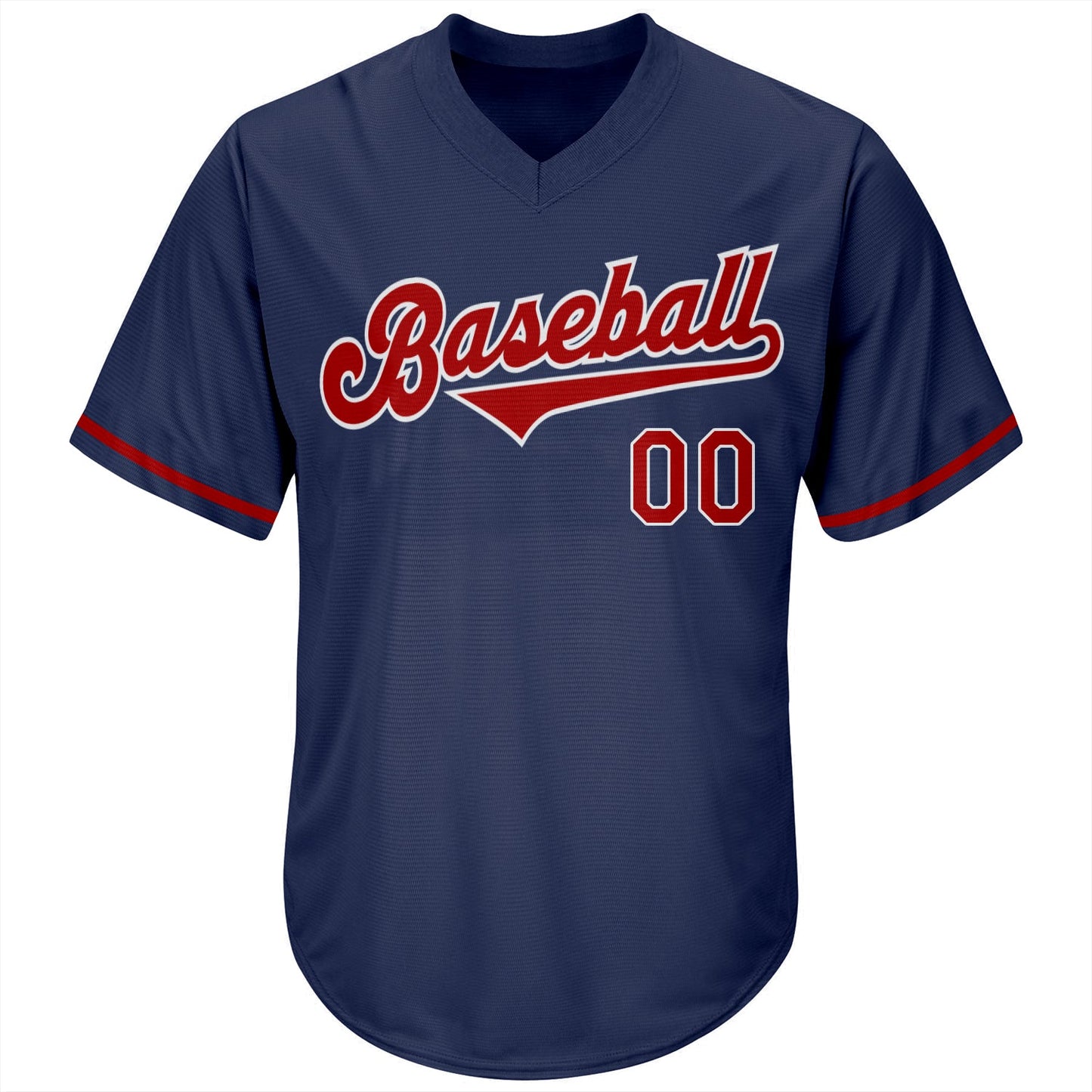 Custom Navy Red-White Authentic Throwback Rib-Knit Baseball Jersey Shirt view 2