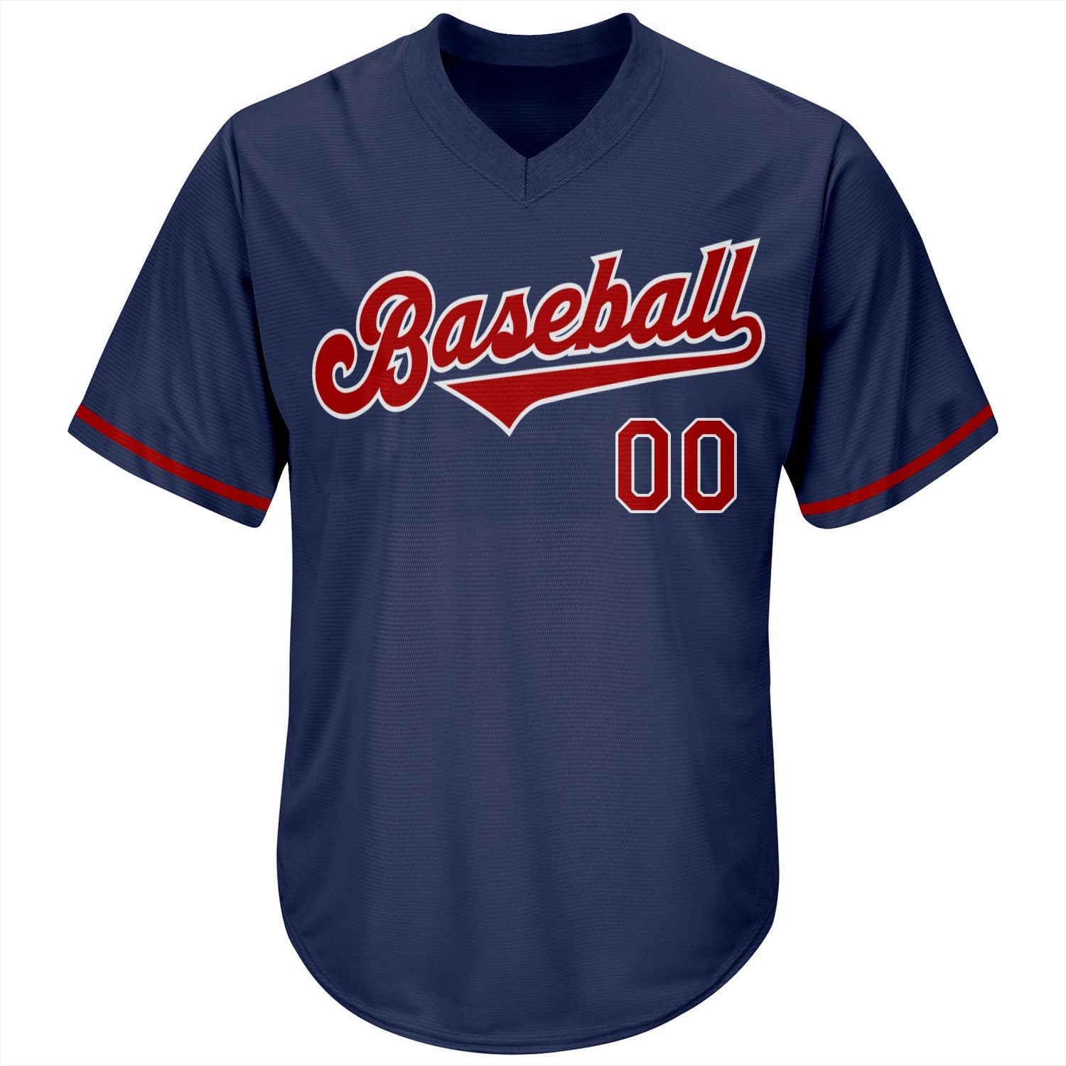 Custom Navy Red-White Authentic Throwback Rib-Knit Baseball Jersey Shirt view 2