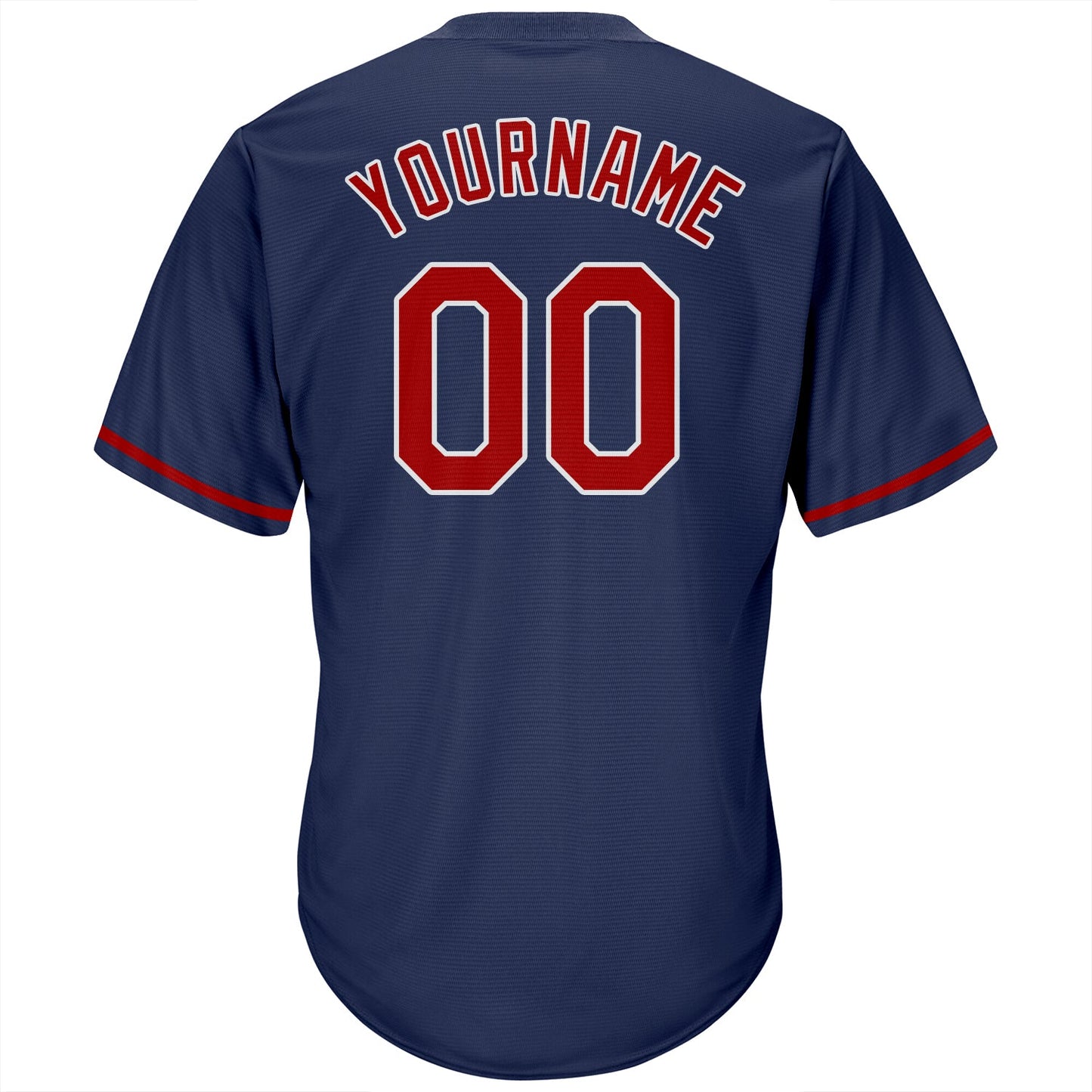 Custom Navy Red-White Authentic Throwback Rib-Knit Baseball Jersey Shirt view 3