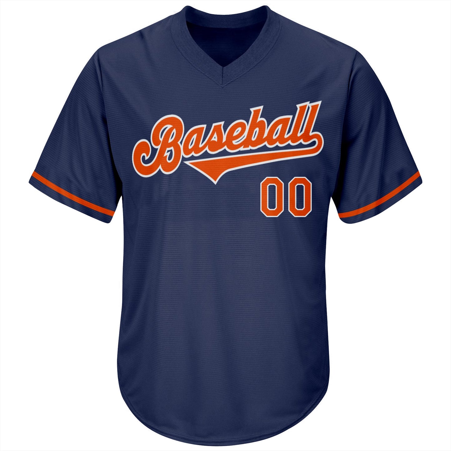 Custom Navy Orange-White Authentic Throwback Rib-Knit Baseball Jersey Shirt view 2