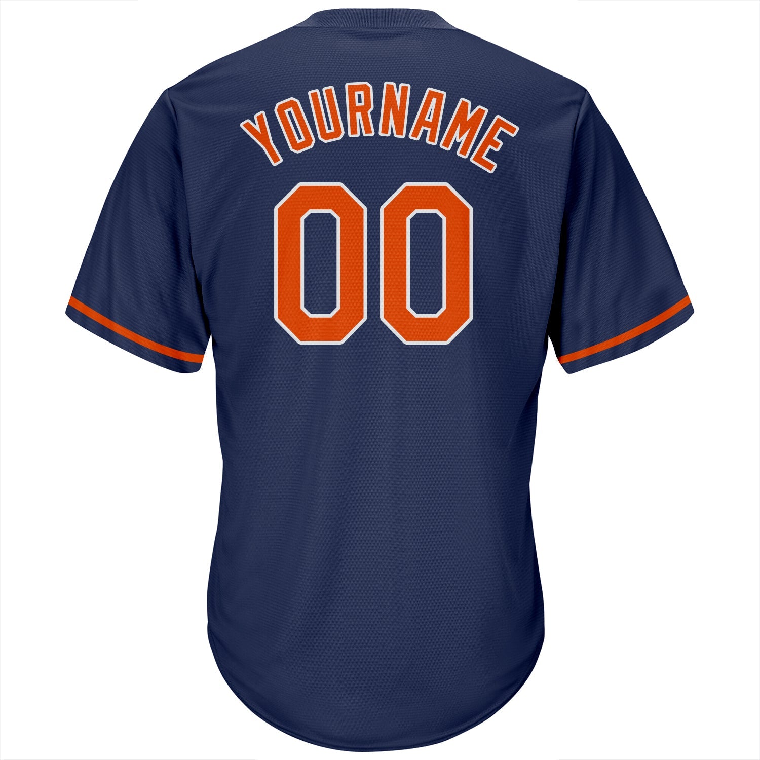 Custom Navy Orange-White Authentic Throwback Rib-Knit Baseball Jersey Shirt view 3