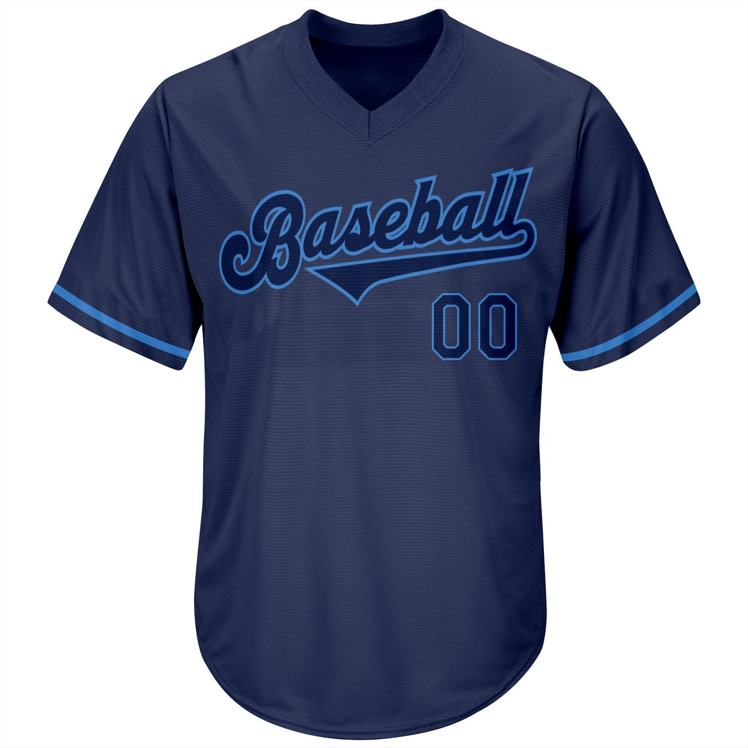Custom Navy Navy-Powder Blue Authentic Throwback Rib-Knit Baseball Jersey Shirt view 2