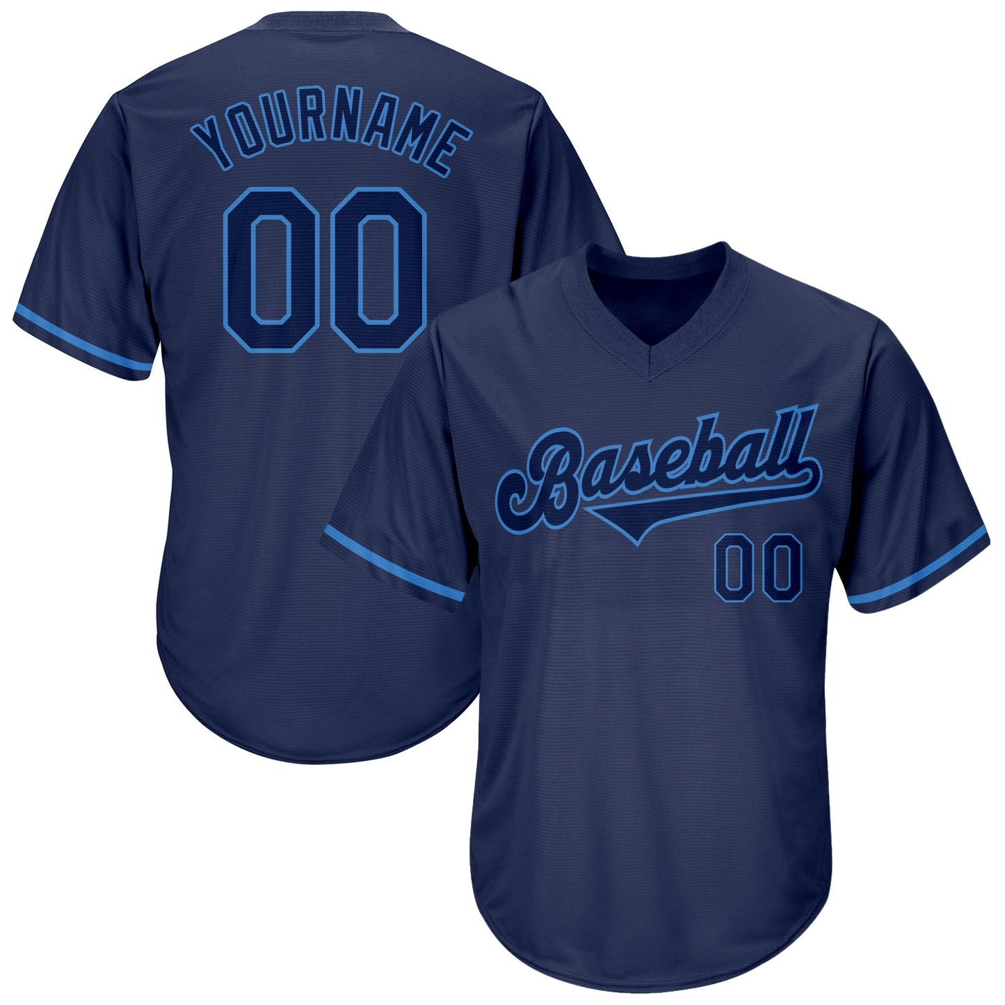 Custom Navy Navy-Powder Blue Authentic Throwback Rib-Knit Baseball Jersey Shirt - Main View