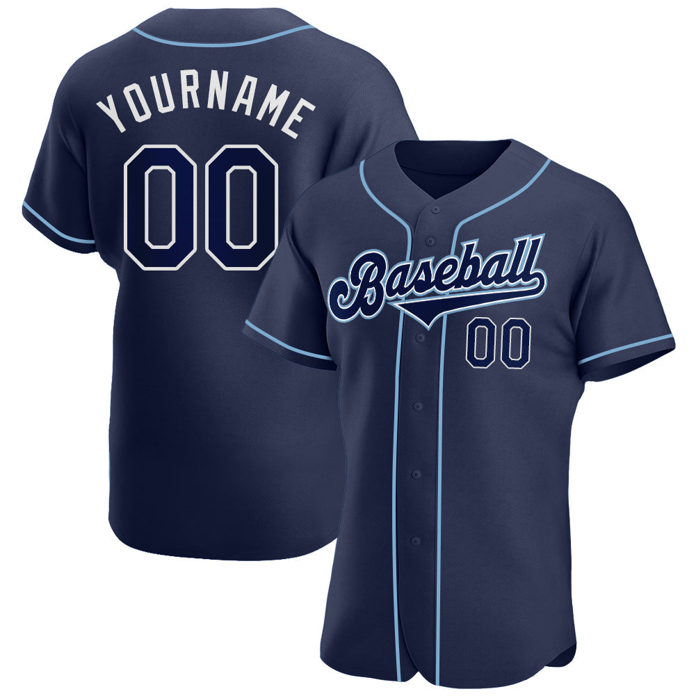 Custom Navy Navy-Powder Blue Authentic Baseball Jersey - Main View